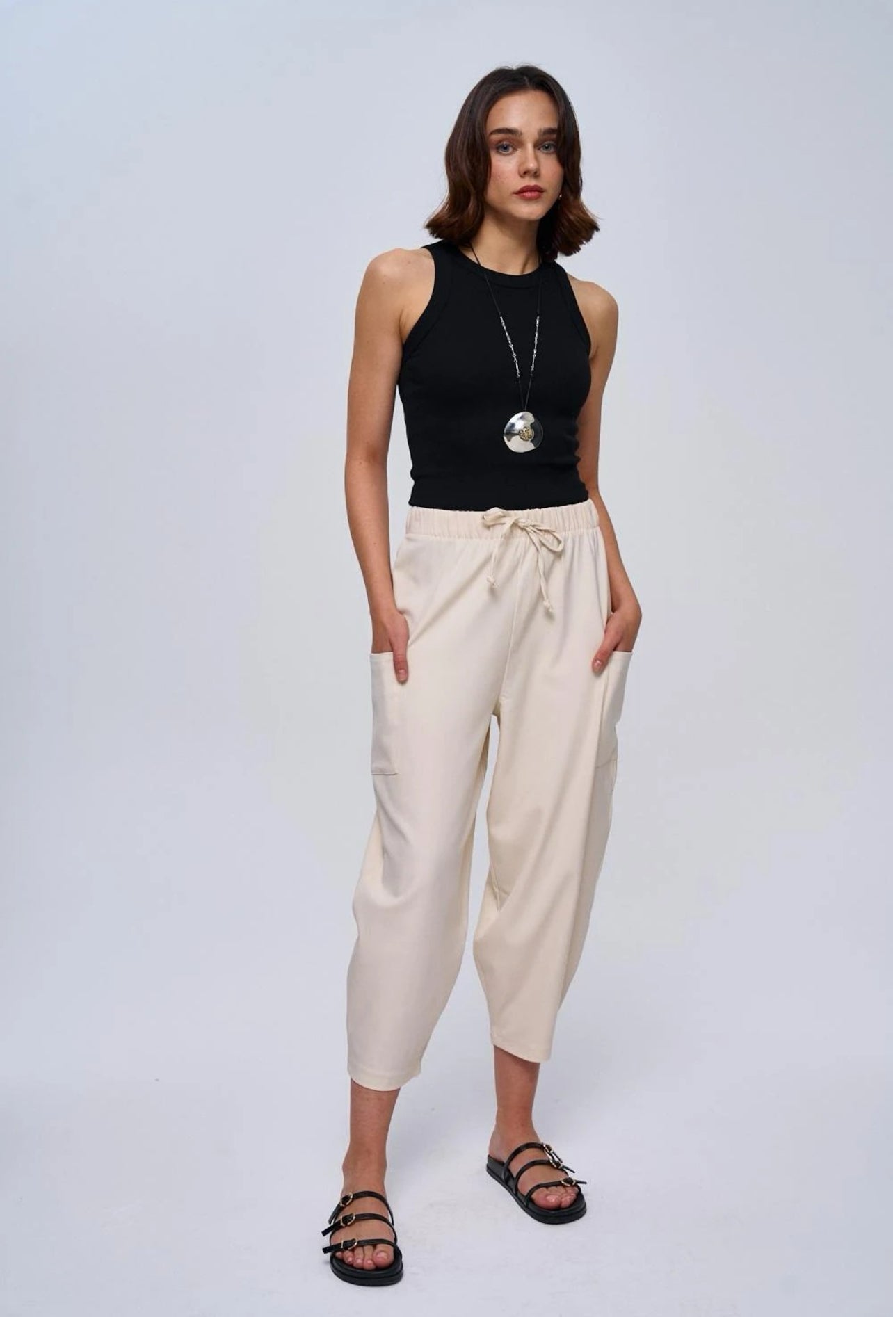 Black Ribbed Cotton Vest Top