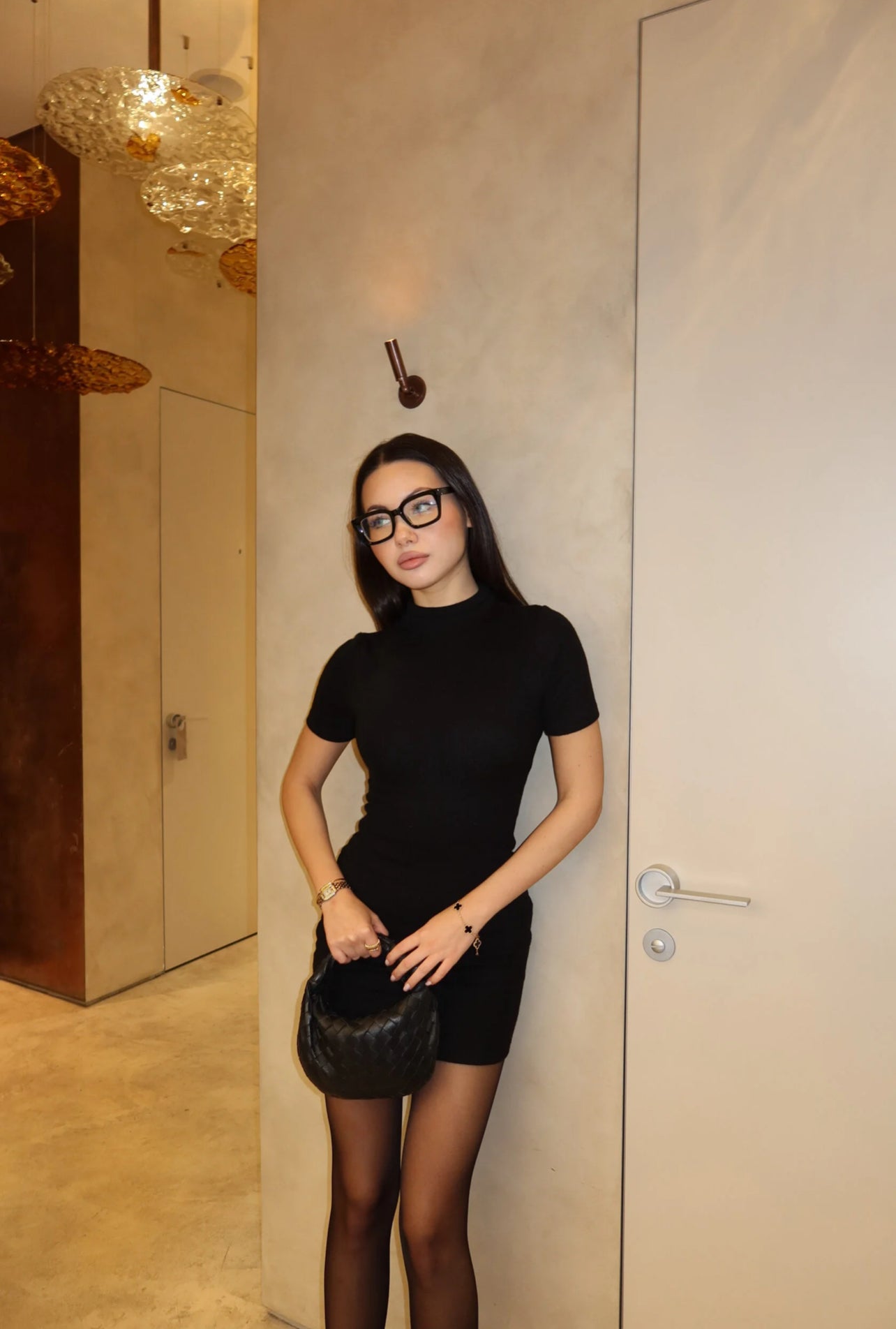 Black Round Neck Tshirt Mini Dress