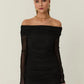 Black Ruched Off Shoulder Dress