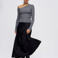 Black Satin A-line Mermaid Skirt