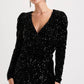 Black Sequined Bodycon Mini Dress