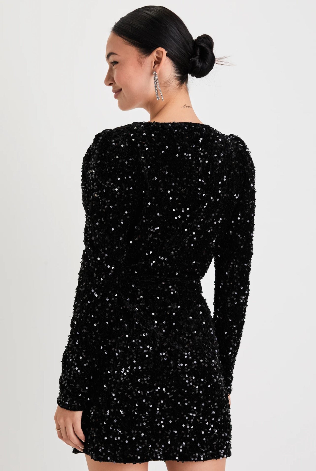 Black Sequined Bodycon Mini Dress