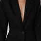 Black Slim Waisted Tailored Blazer