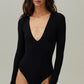 Black V-neck Full Sleeves Bodysuit