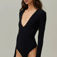 Black V-neck Full Sleeves Bodysuit