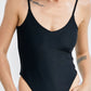 Black V-neck Strap Bodysuit