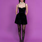 Black Velvet A-line Mini Dress