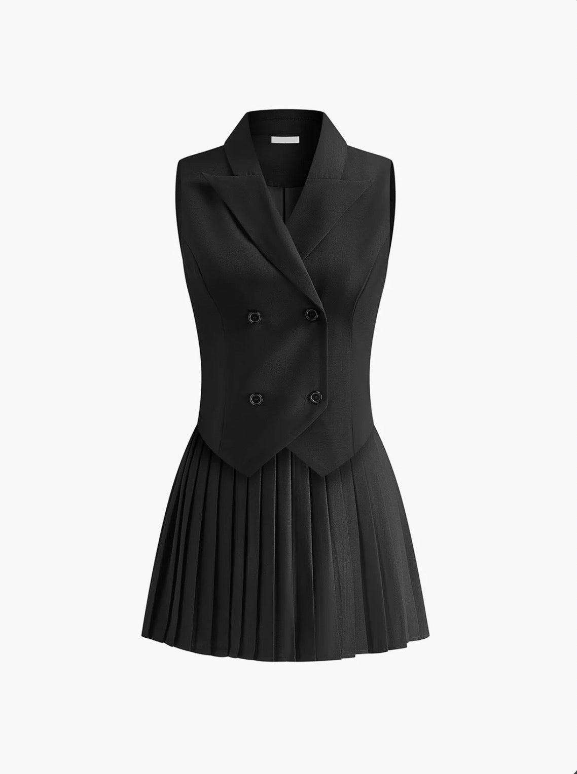 Black Waist Coat & Mini Skirt Co-ord Set