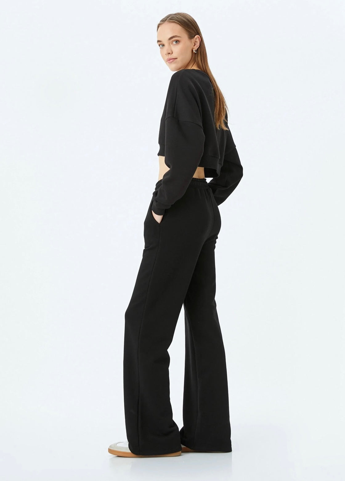 Black Wide Leg Warm Trouser