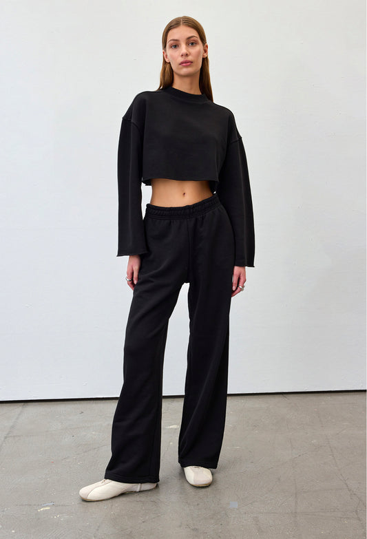 Black Wide Leg Warm Trouser