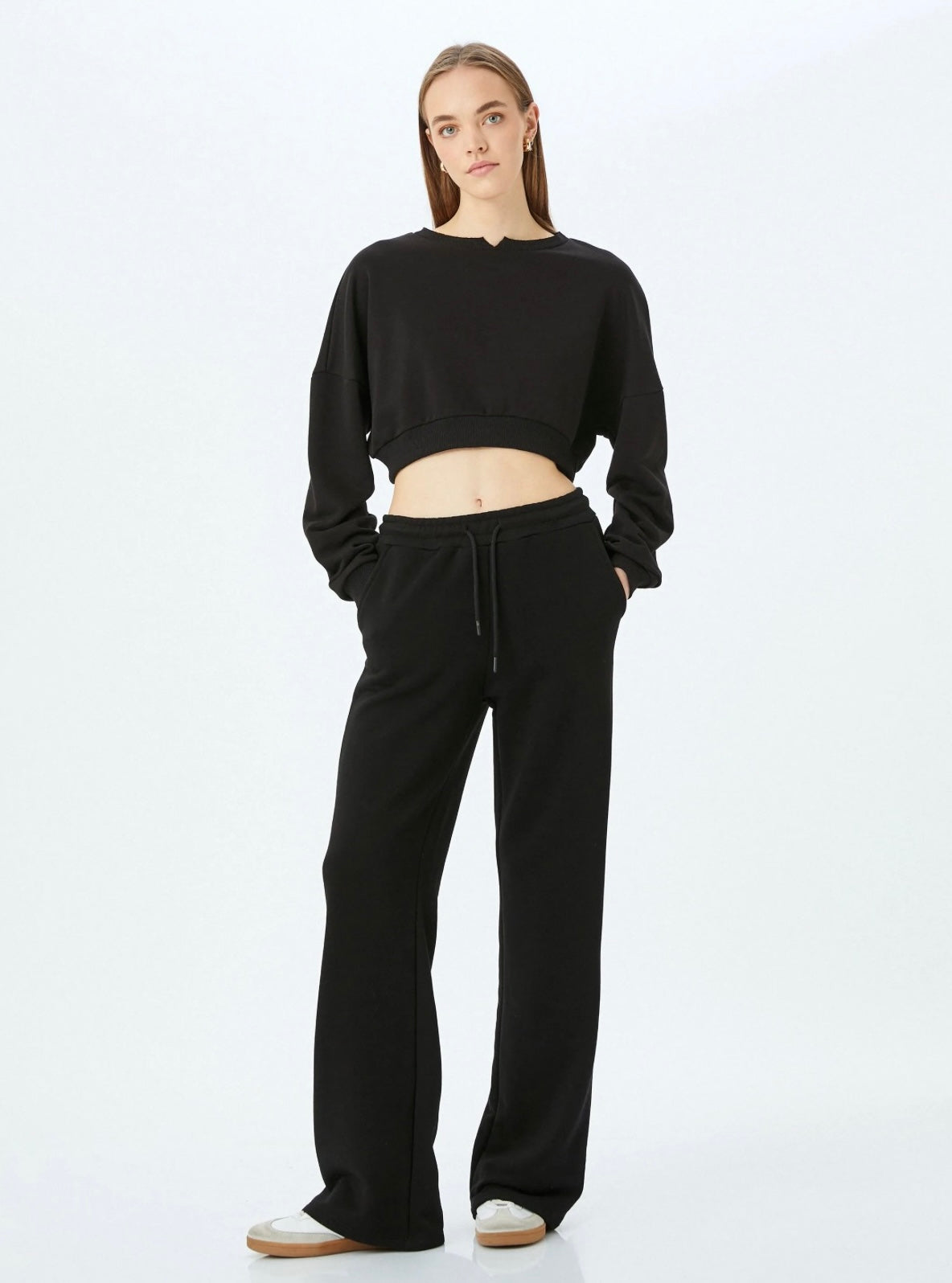 Black Wide Leg Warm Trouser