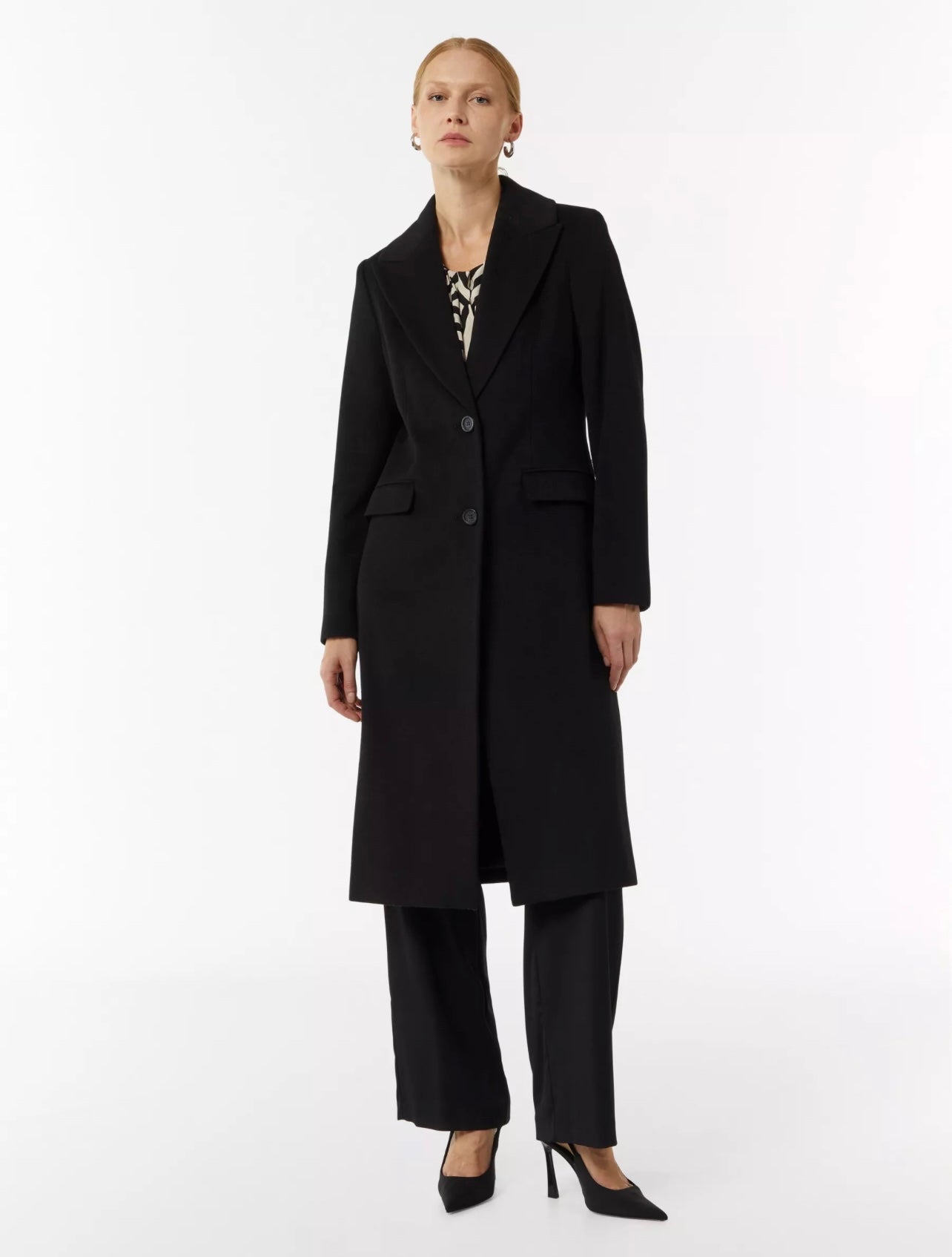 Black Wool Blend Longline Overcoat