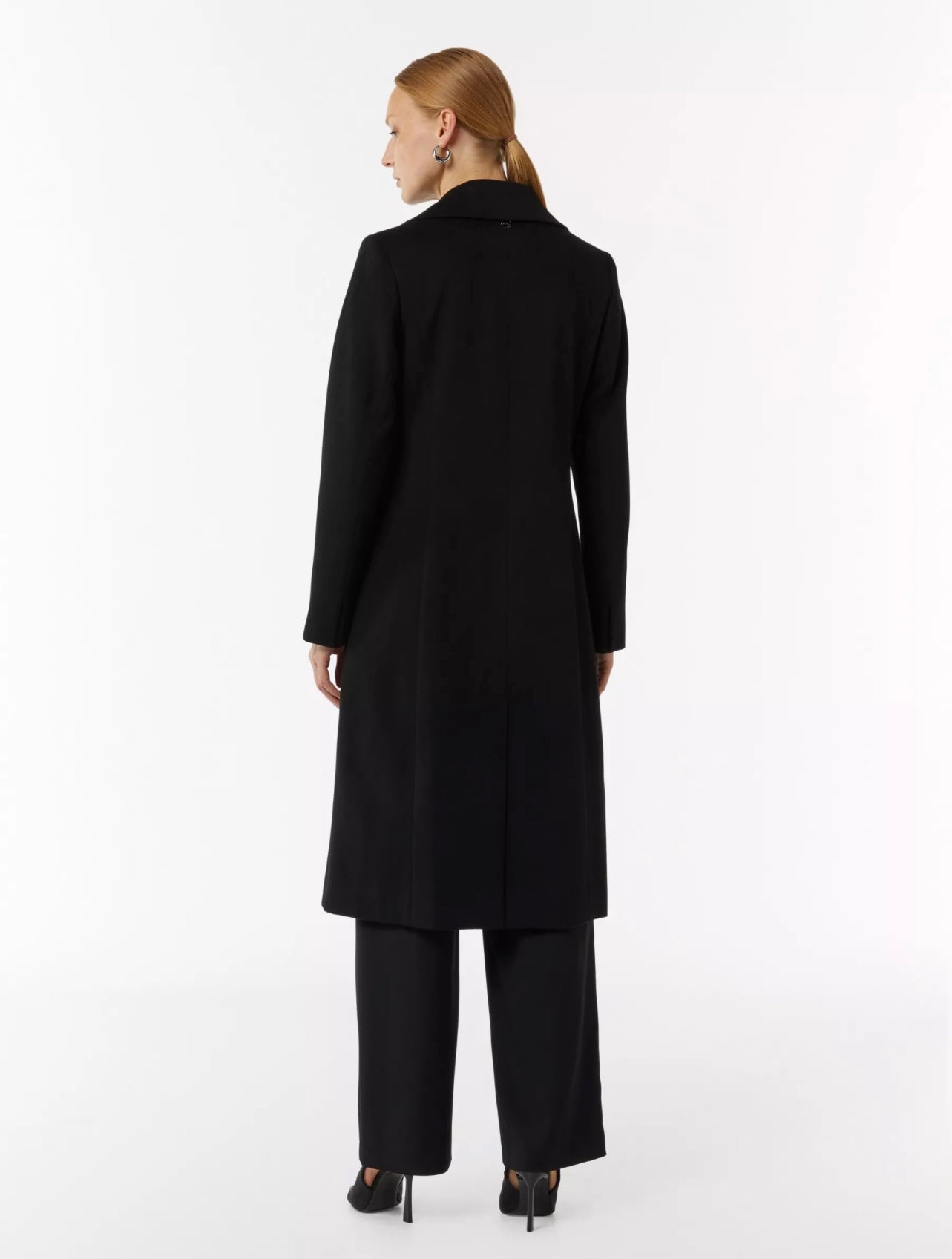 Black Wool Blend Longline Overcoat