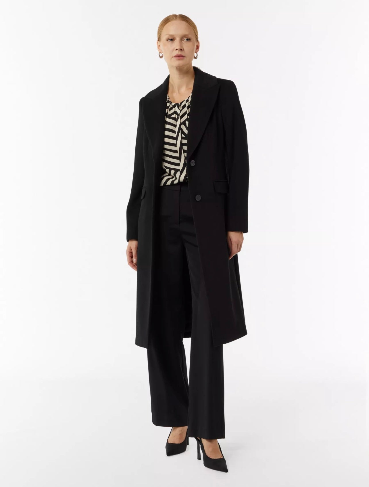 Black Wool Blend Longline Overcoat