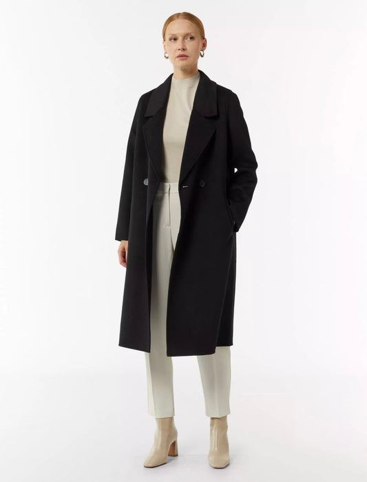 Black Woollen Double Breasted Overcoat