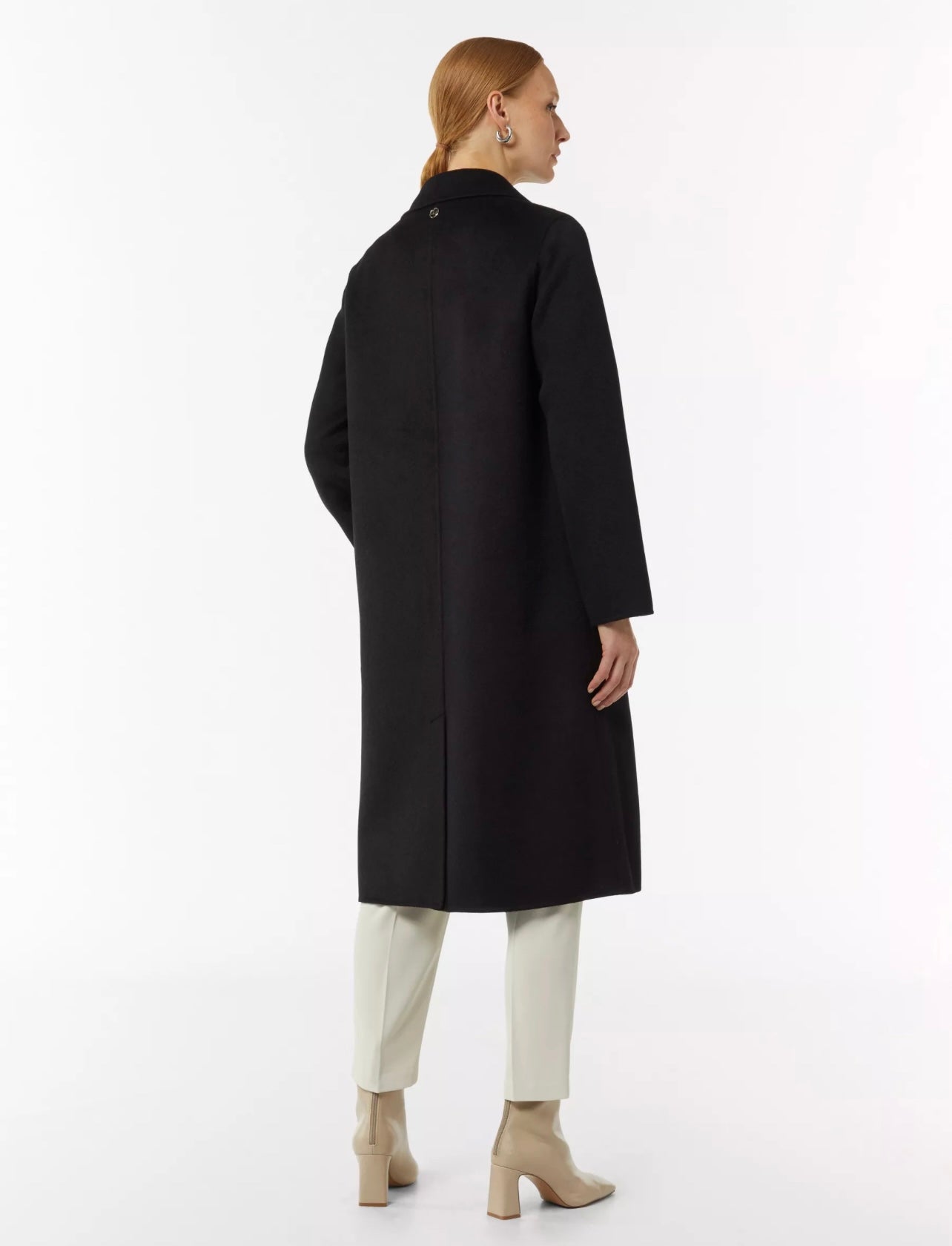 Black Woollen Double Breasted Overcoat