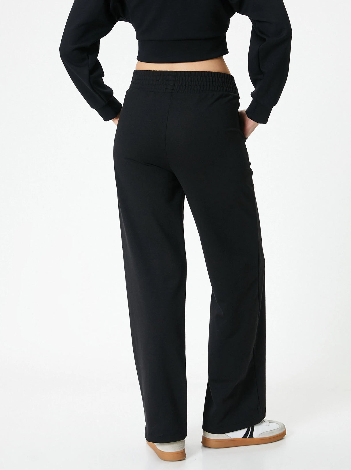 Black Straight Fit Crease Warm Trousers