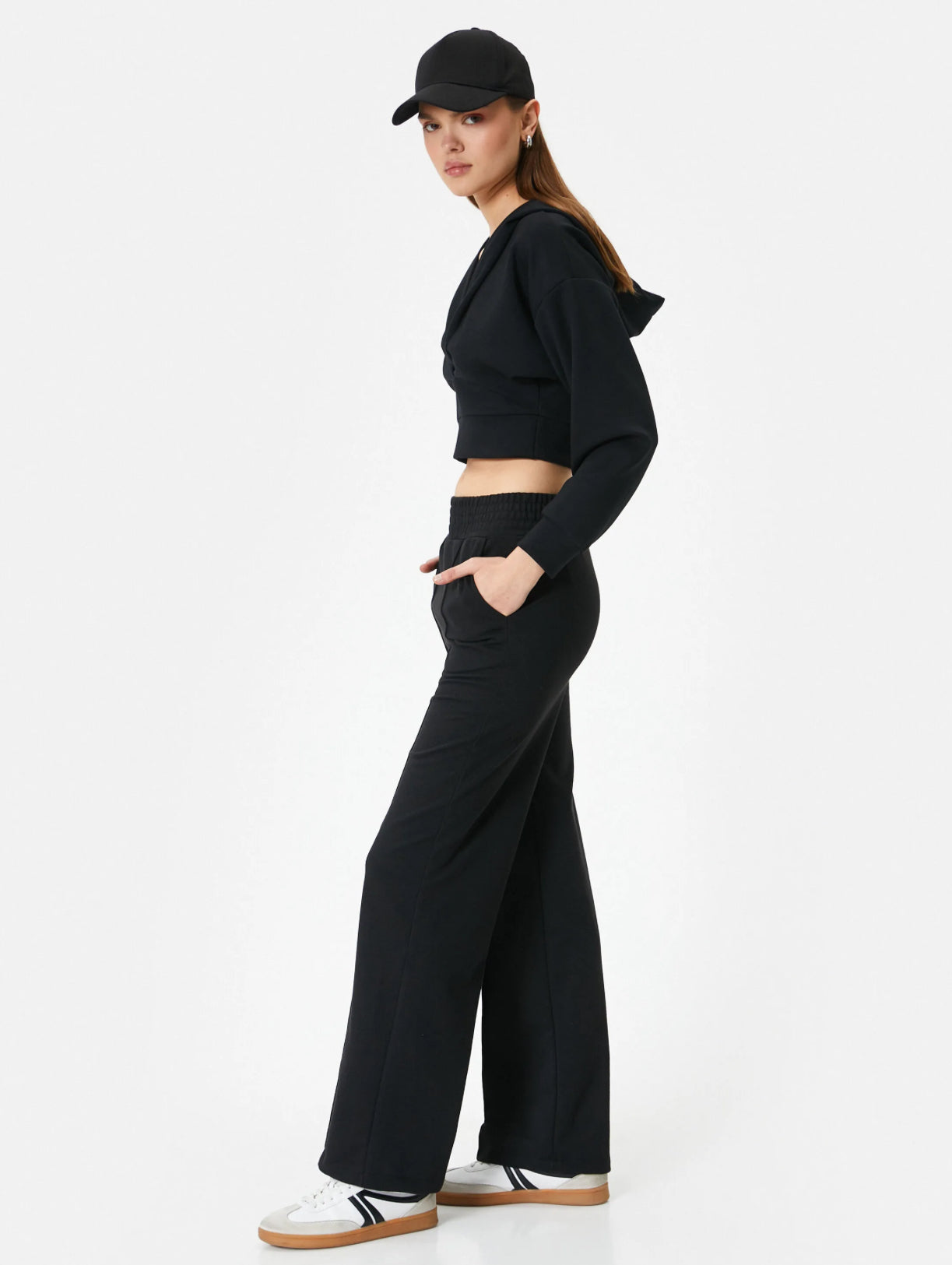 Black Straight Fit Crease Warm Trousers