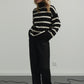 Black & White Striped Turtleneck Sweater