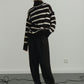 Black & White Striped Turtleneck Sweater