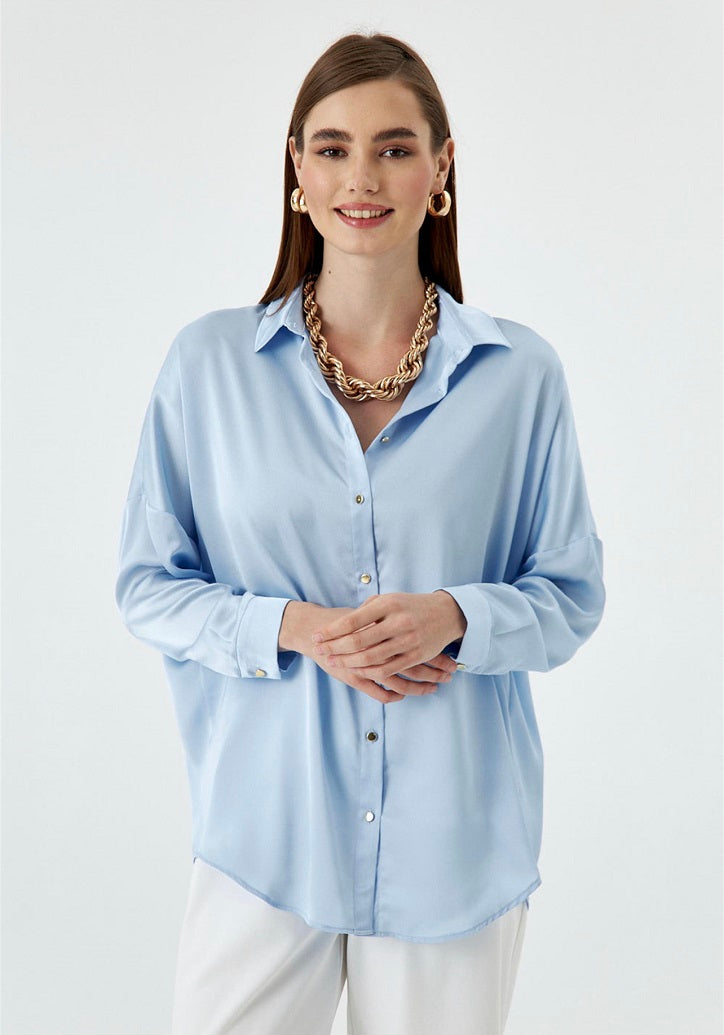 Breeze Light Blue Satin Shirt