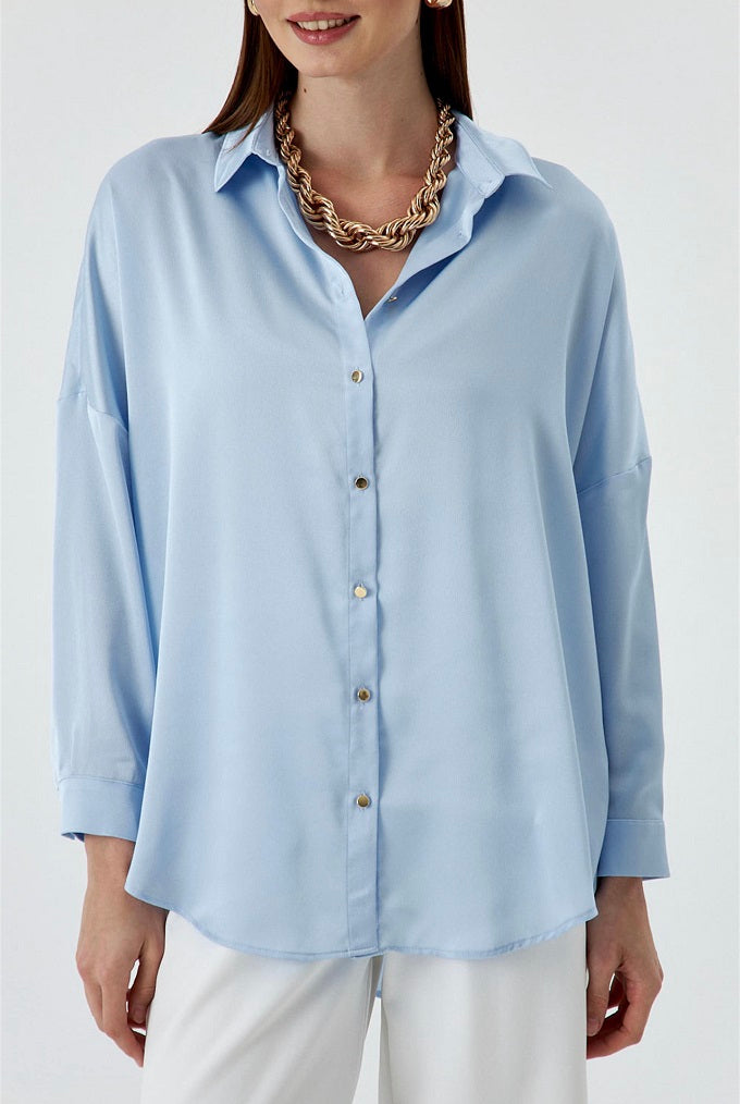 Breeze Light Blue Satin Shirt