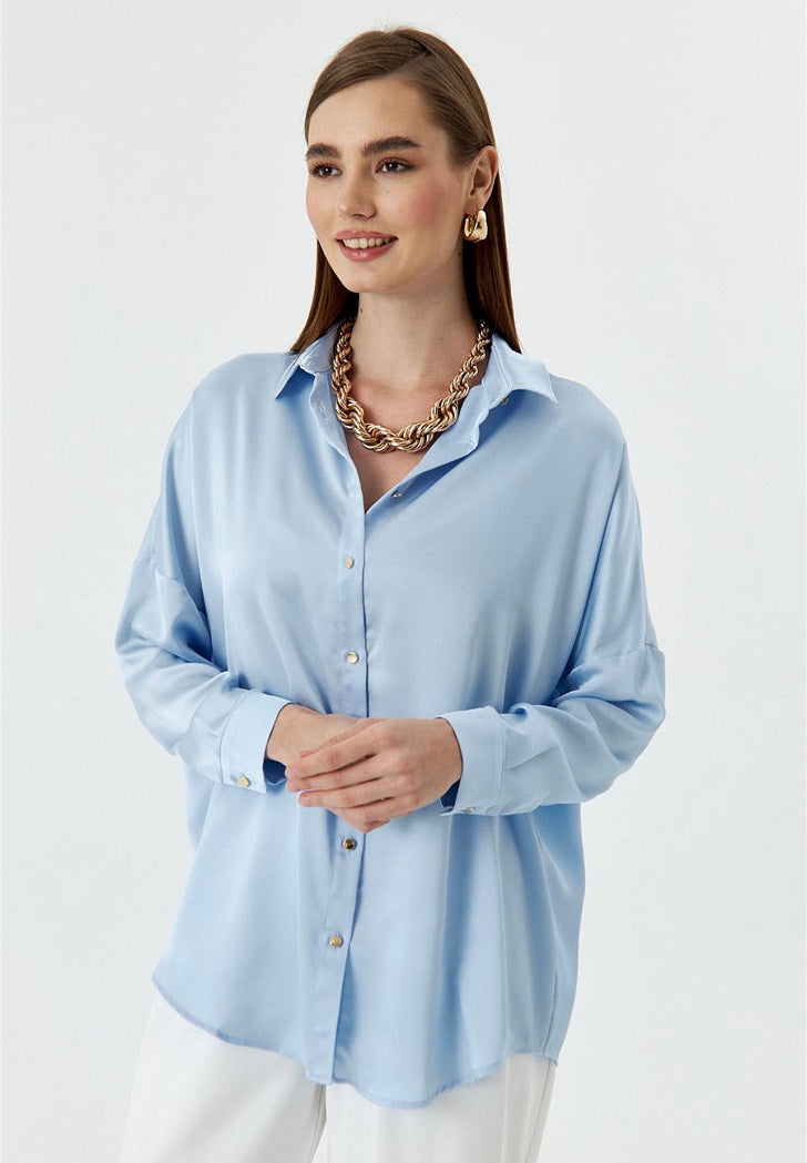 Breeze Light Blue Satin Shirt