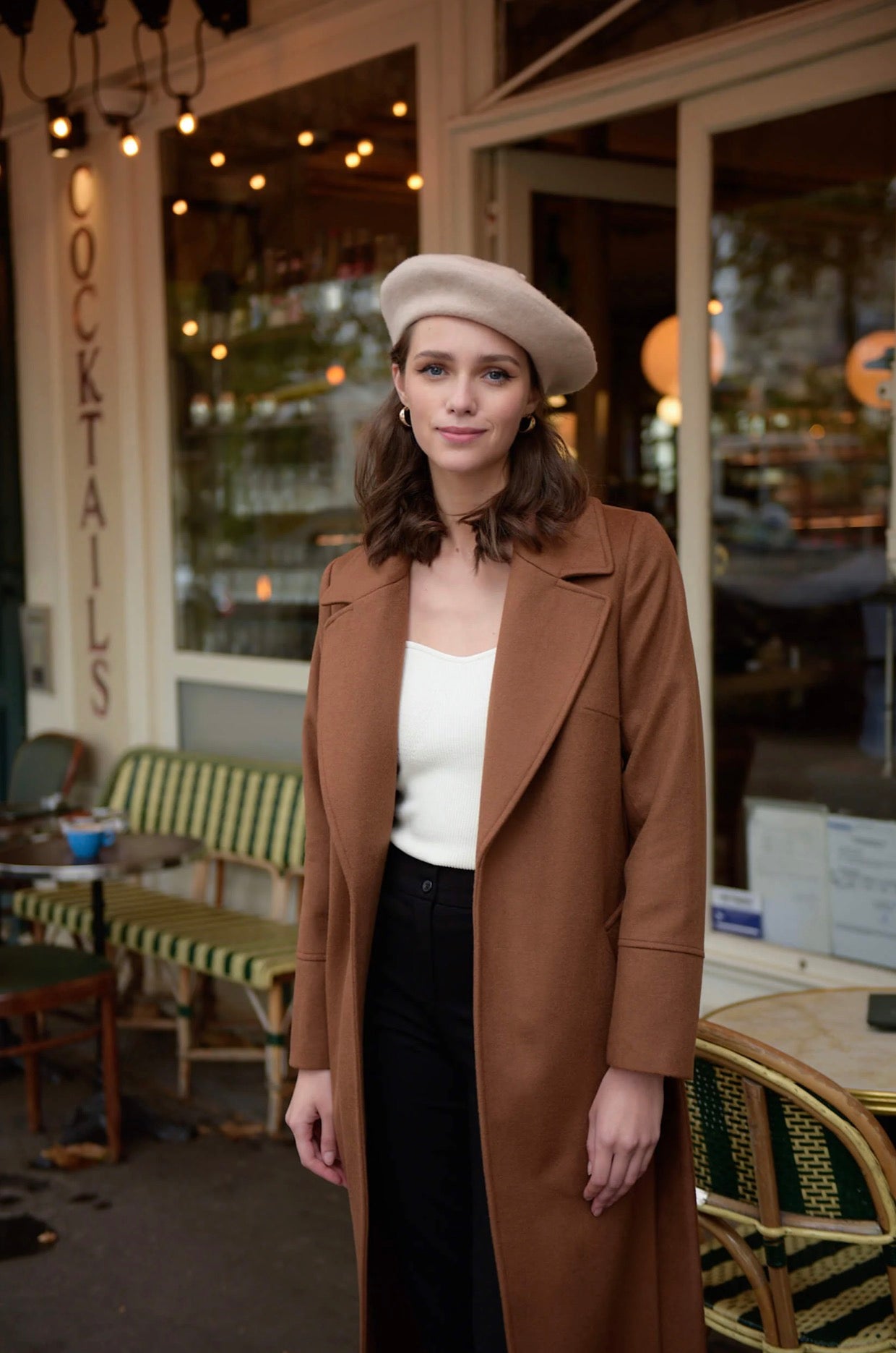 Brown Belted Woollen Overcoat