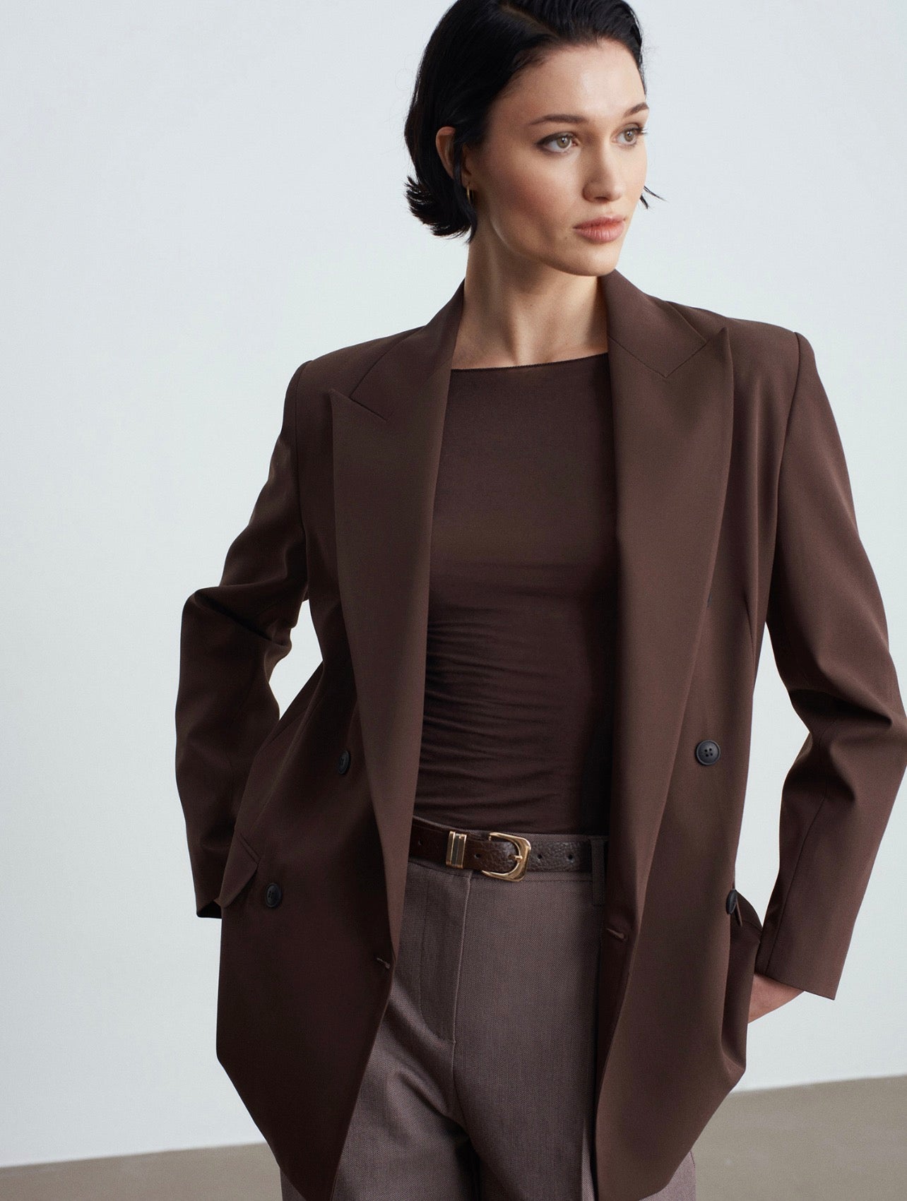 Brown Double Breasted Blazer