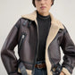 Brown Faux Leather Fur Jacket