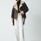 Brown Faux Leather Shearling Jacket