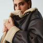 Brown Faux Leather Shearling Jacket