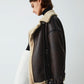 Brown Faux Leather Shearling Jacket