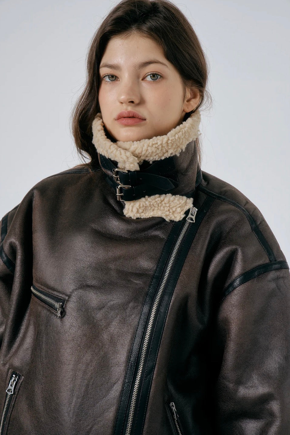 Brown Leather Aviator Jacket
