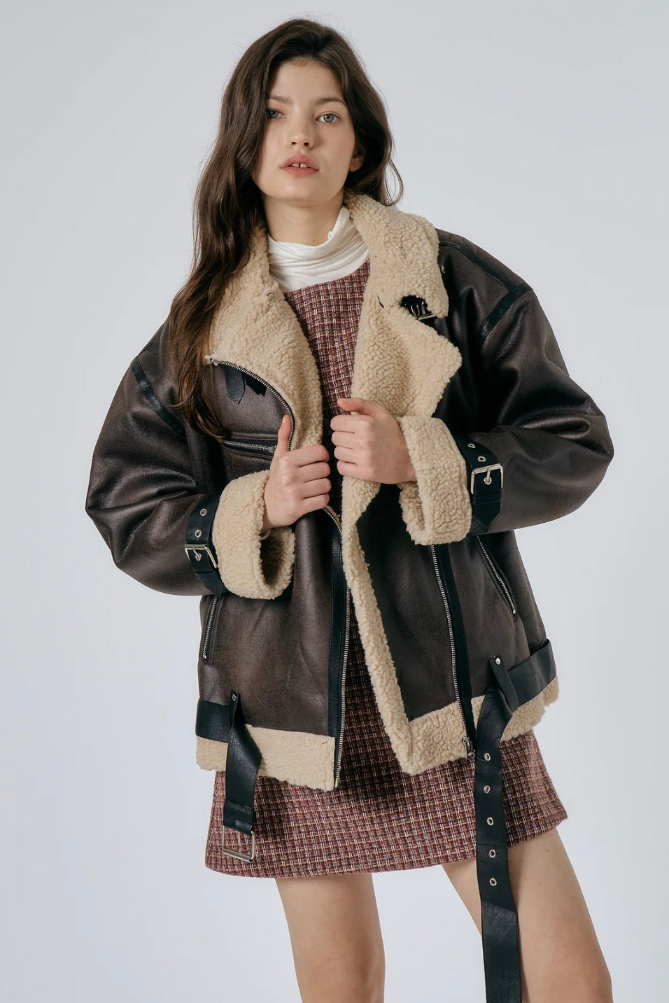 Brown Leather Aviator Jacket