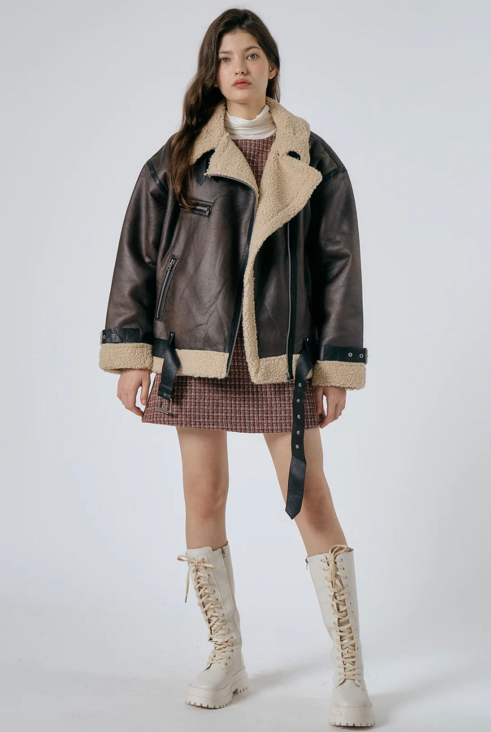 Brown Leather Aviator Jacket