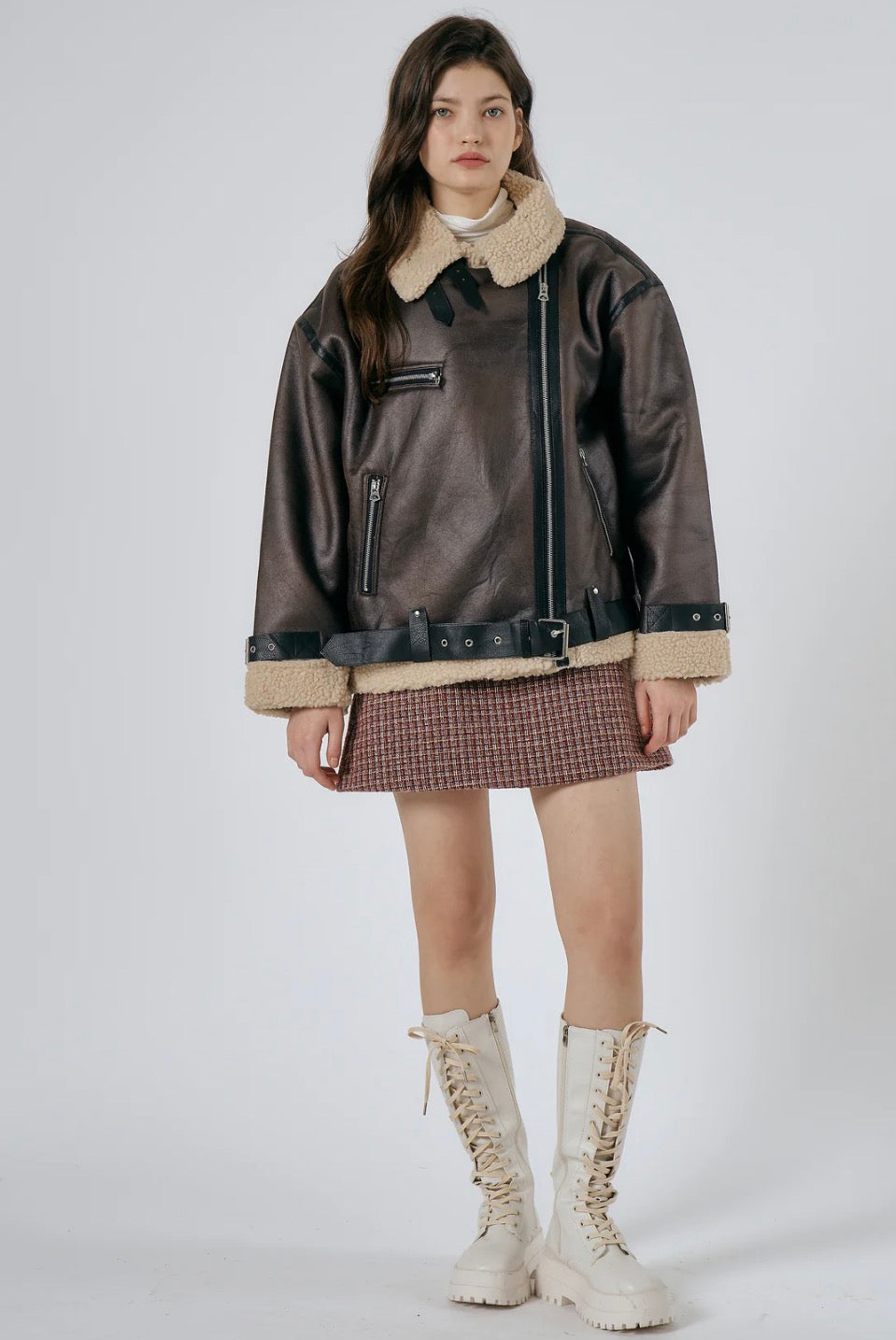 Brown Leather Aviator Jacket