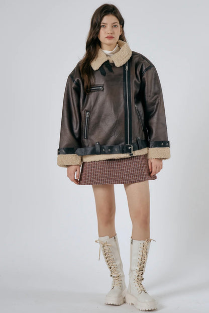 Brown Leather Aviator Jacket