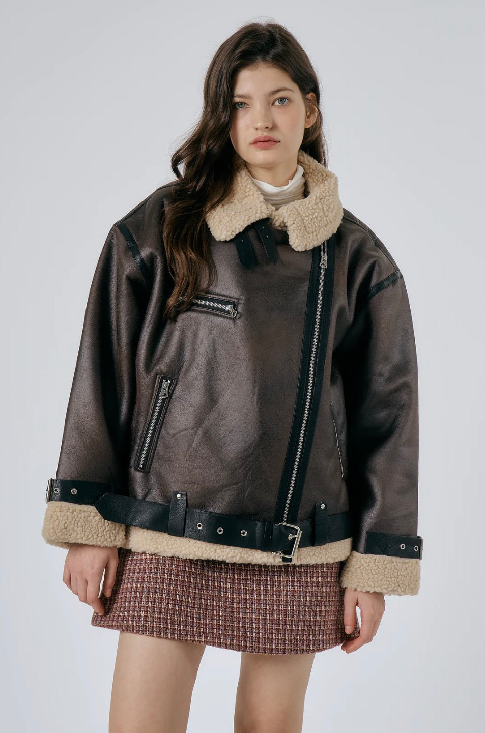 Brown Leather Aviator Jacket