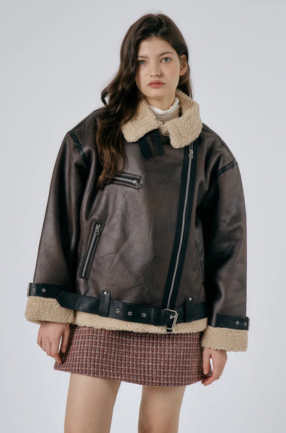 Brown Leather Aviator Jacket