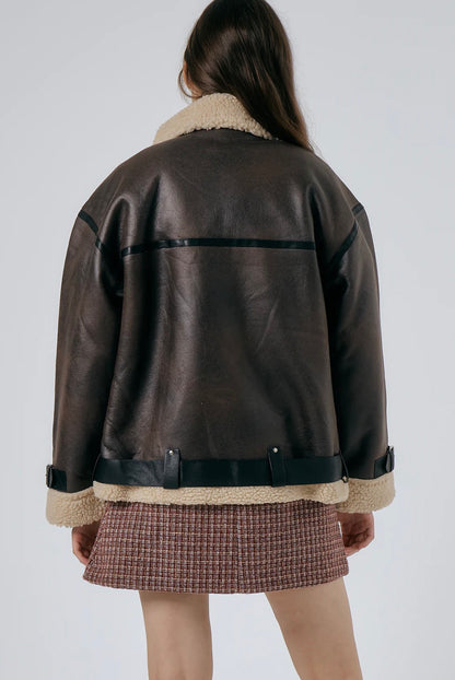 Brown Leather Aviator Jacket