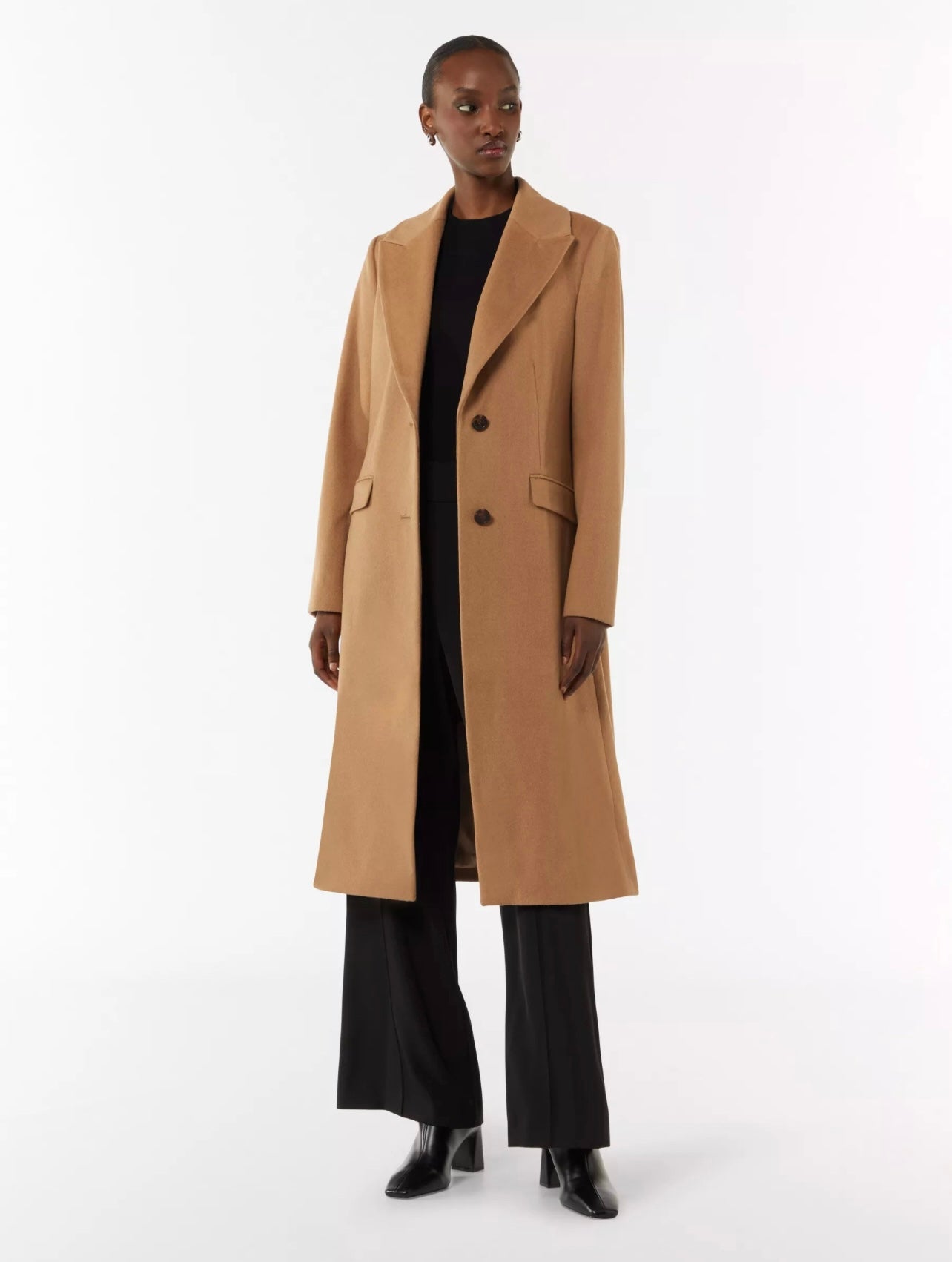 Brown Wool Blend Longline Overcoat