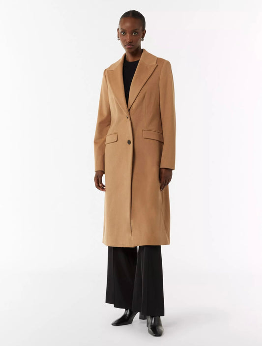 Brown Wool Blend Longline Overcoat