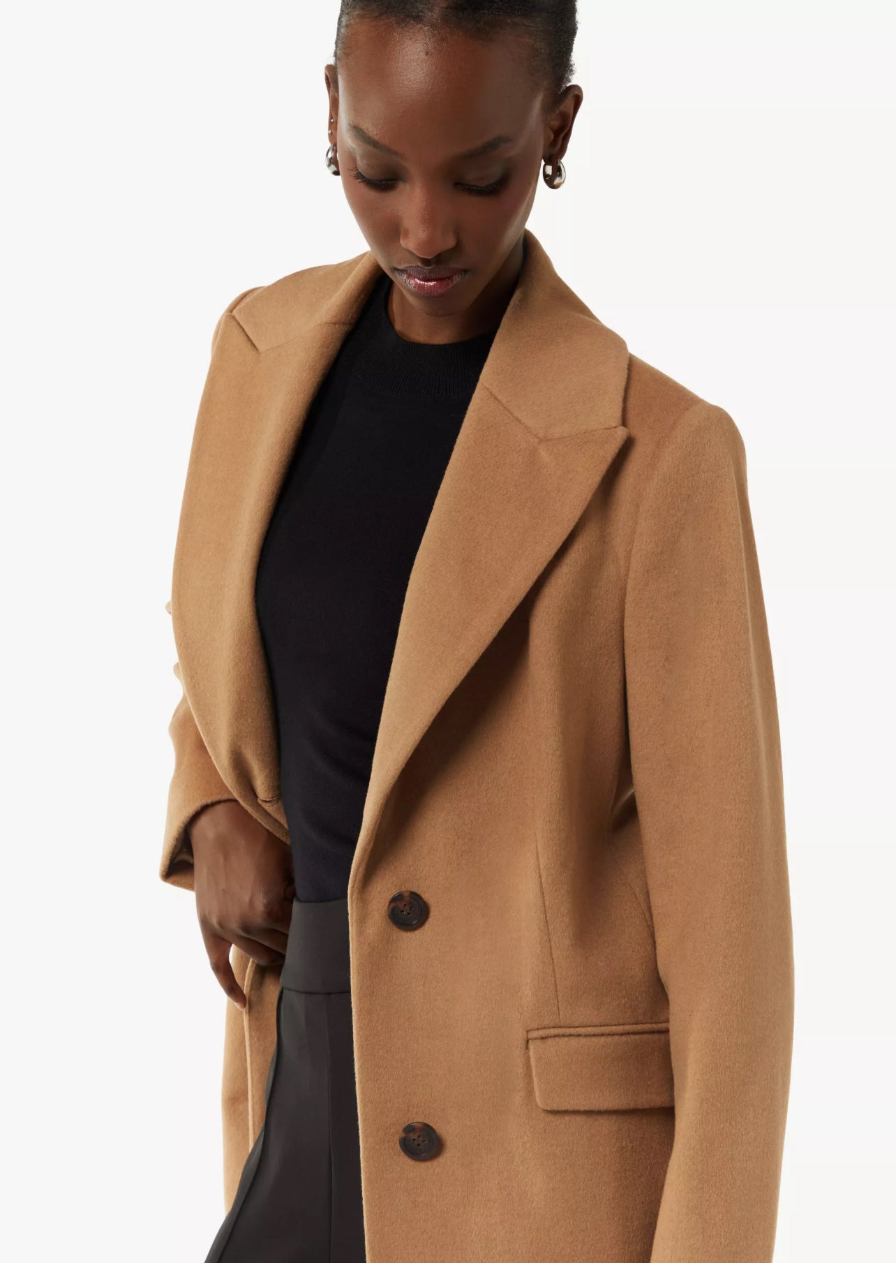 Brown Wool Blend Longline Overcoat