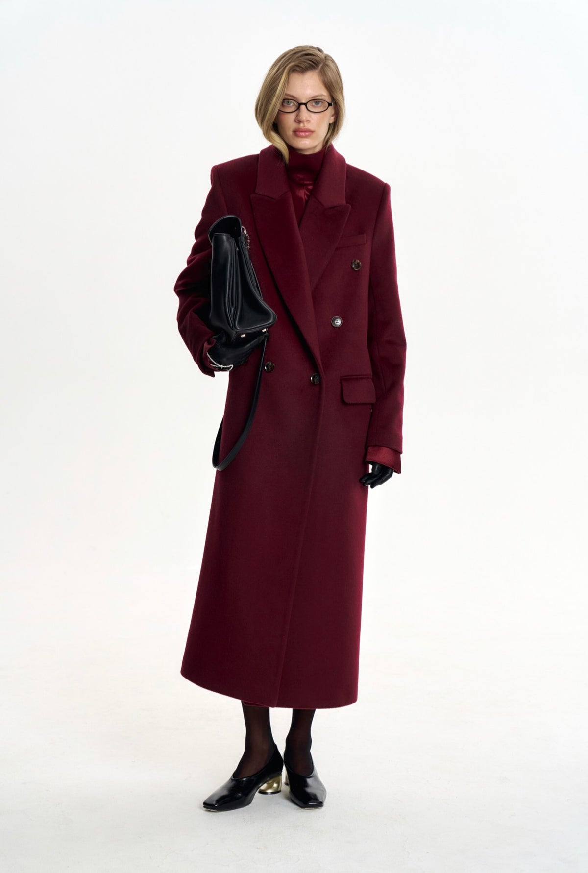 Burgundy Double Breasted Overcoat
