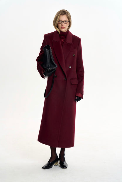 Burgundy Double Breasted Overcoat