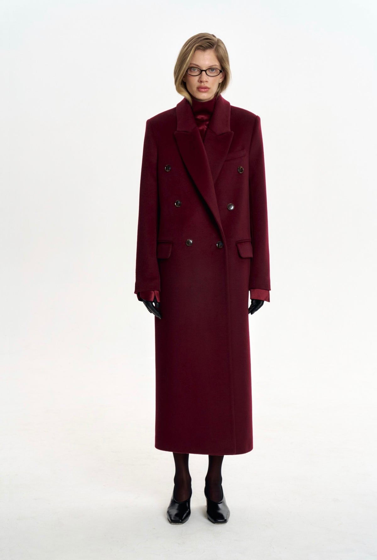 Burgundy Double Breasted Overcoat
