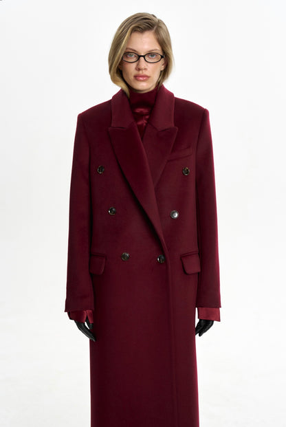 Burgundy Double Breasted Overcoat