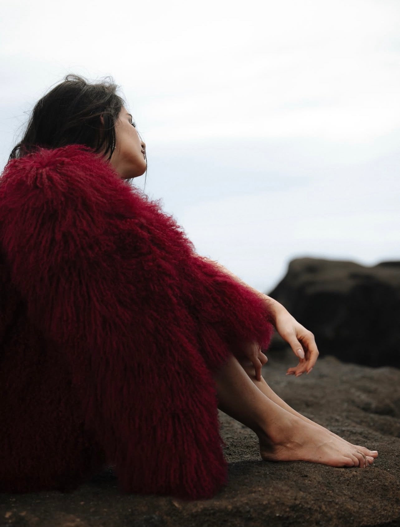 Burgundy Faux Fur Jacket