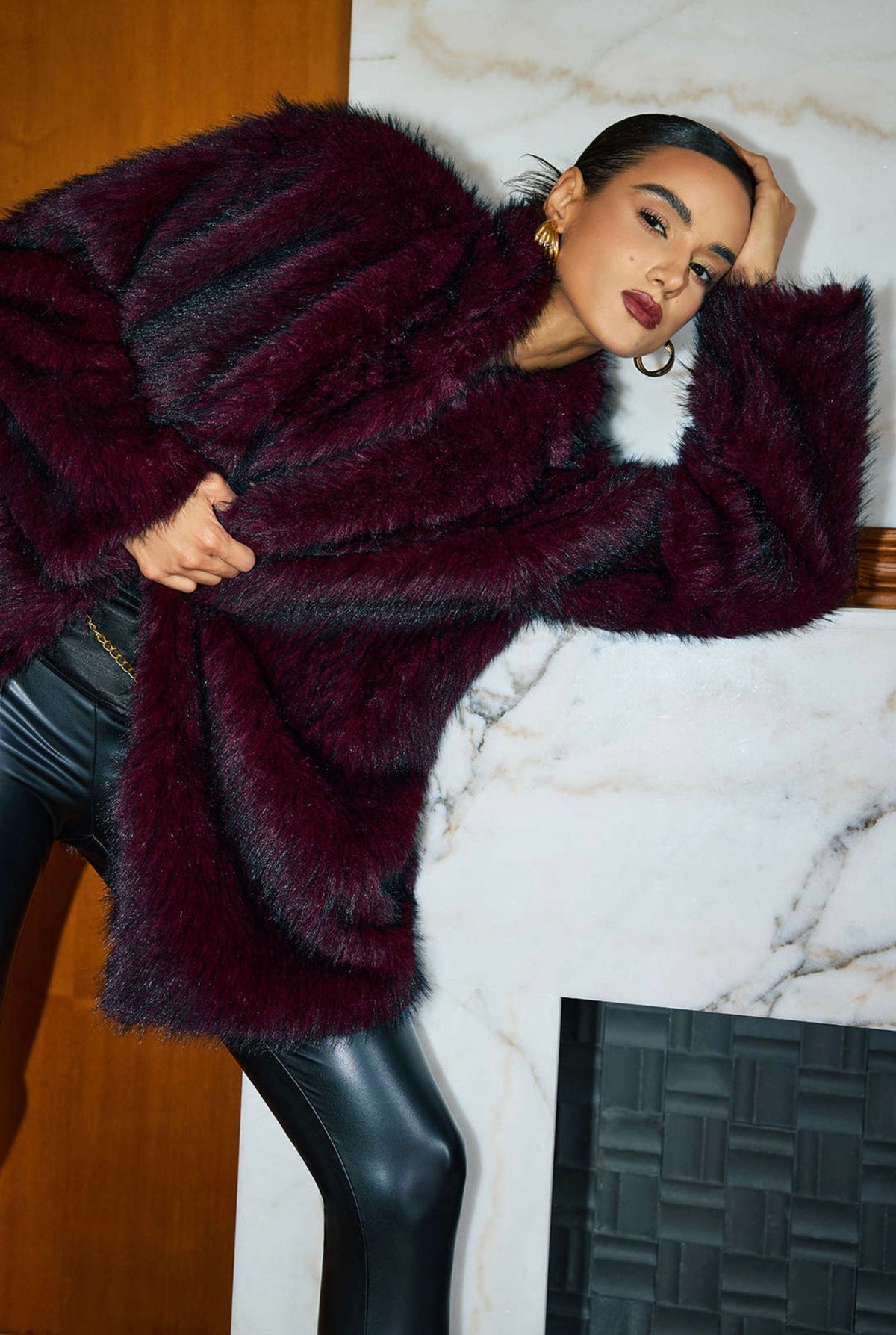 Burgundy Fur Jacket
